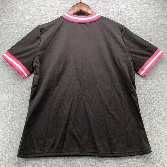 Women Black Bodycon Shirts & Shorts with Sequined Front Logo Set Size XL (A41) - Picture 12 of 13